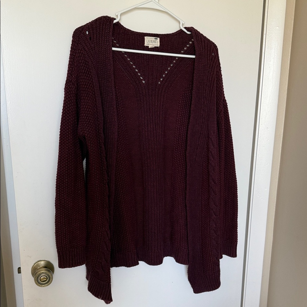 La Hearts Women's Deep Burgundy Cardigan XS/S